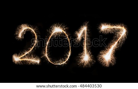 2017 written with Sparkle firework, New year 2017 concept.
