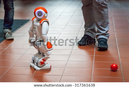PRAGUE, CZECH REPUBLIC - September 9 2015: Electronic Robot Created by Students from Czech Technical University in Prague