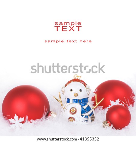 Sweet snowman with red globe ornaments for a joyful Christmas