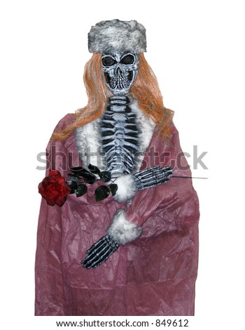 skeleton holding rose