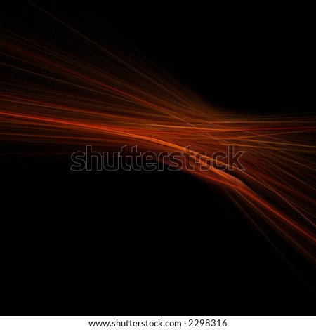 red and orange abstract design of straight and bent lines on black background.