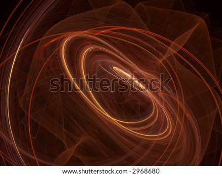 Abstract fractal design of neon looking red and orange swirls.