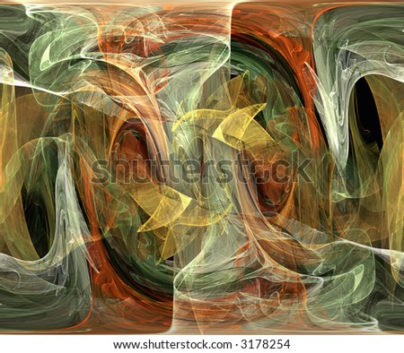 Abstract of shapes, colors and textures that flow and blend together.