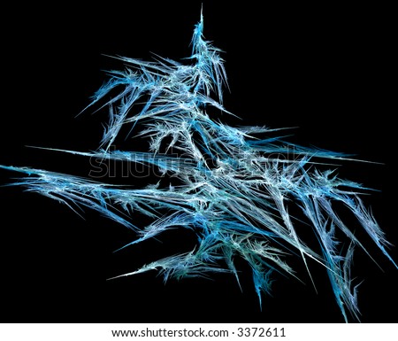 abstract fractal of sharp blue lines that look like icicles.