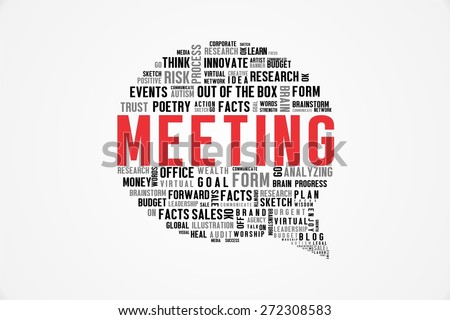 MEETING word on speech bubble with white background color