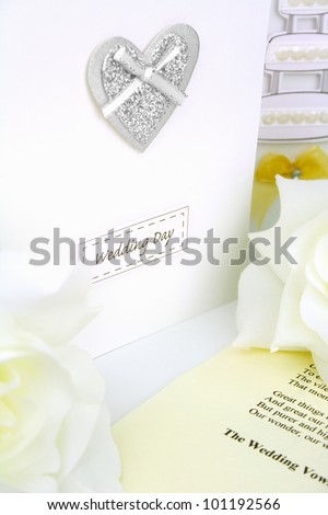 wedding day congratulation cards and a wedding vows sheet