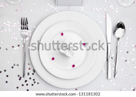 Wedding Table display with wedding Favor box on a bone china plate