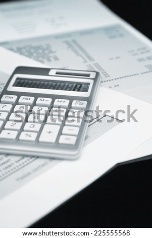 a calculator on a bank statement