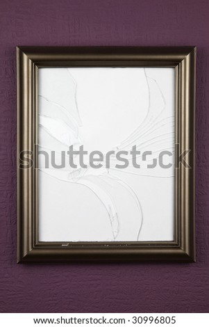 empty broken picture frame with space for text inside frame