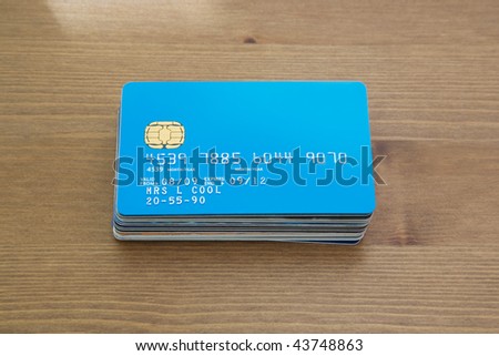 Close up of a pile of Credit cards and Bank Cards