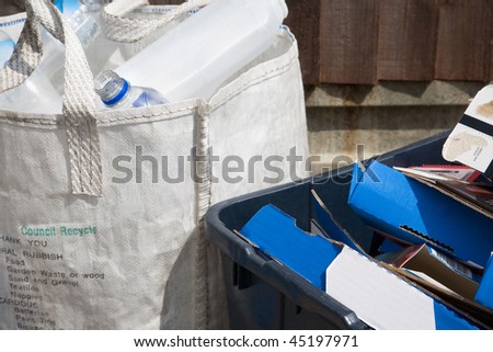 household recycling cardboard,bottle,plastic waste