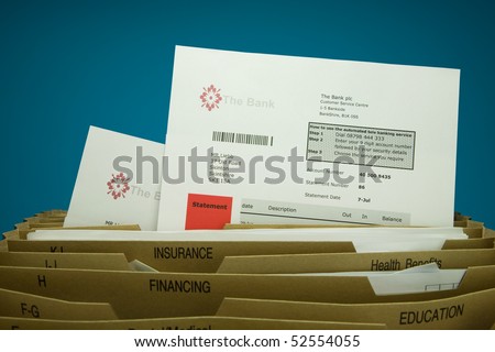 Home Filing Dividers with Fake Bank Statement showing