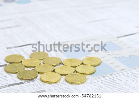 European Union Currency on a News paper Stock market financial page showing stocks and shares