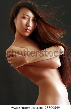 Bared girl clasps itself for shoulders. Please see some of my other images: