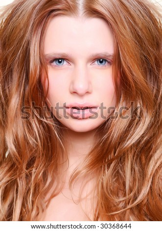 stock photo Portrait of the beautiful woman with red hair