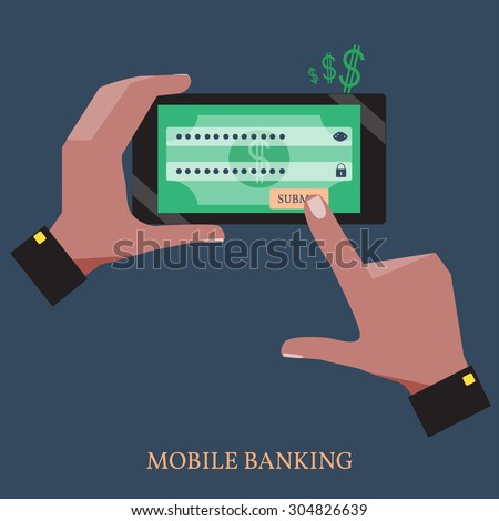 Male Hands Using Mobile Banking on a Black Smart Phone.