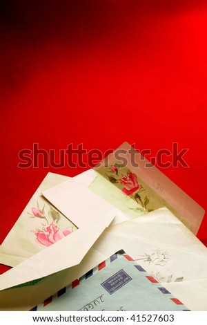 Air mails on red backgrounds
