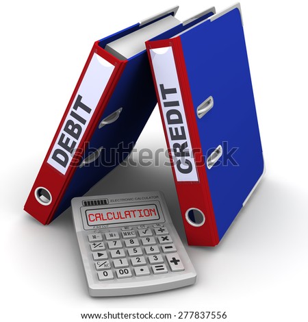 Calculation of the debit and credit. Financial concept\
Calculator and office folders on a light surface. Calculation of the debit and credit. Concept