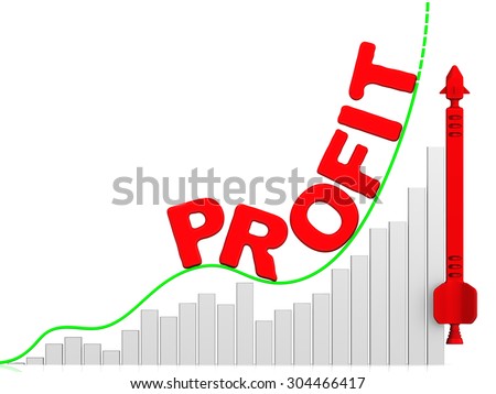 Profit. Growth chart. Graph of rapid growth with inscription \