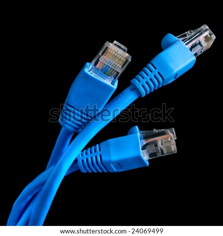 Three intertwined seeking top, blue Internet cable blue