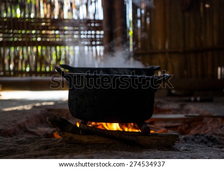 Cooking on the wood fire