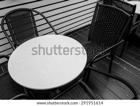 black and white table chair