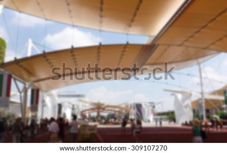 roof design in milano expo ITALY on blur background