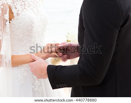 the man puts the engagement ring on her finger at this point, as opposed to merely offering it to her