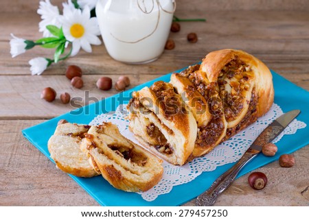 Pie pastry with nuts and boiled condensed milk
