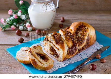 Pie pastry with nuts and boiled condensed milk