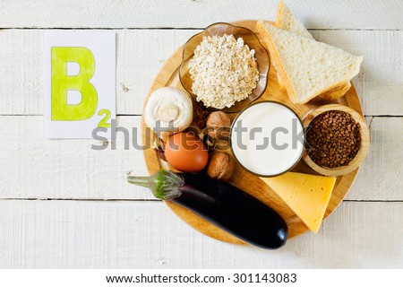 Foods that contain vitamin B 2: mushrooms, walnuts, milk, buckwheat Grup, oatmeal, bread, cheese, eggs, eggplant,