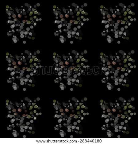 Abstract Pattern - circle pattern in green, brown and grey colors, black background