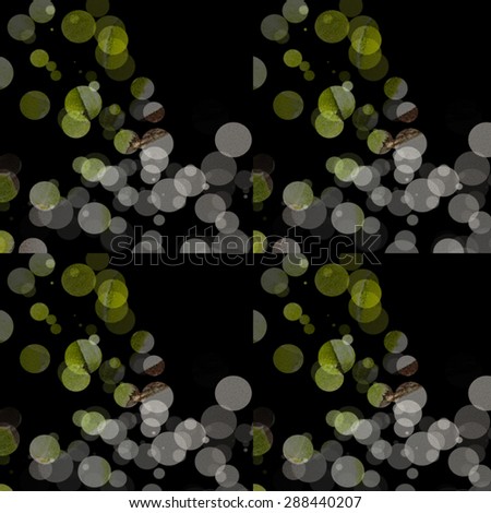 Abstract Pattern - circle pattern in green, brown and grey colors, black background