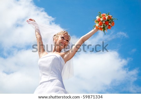 stock photo bride with wedding bouquet