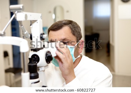 Doctor in ophthalmology clinic