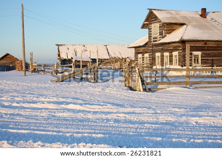 traditional russian house at the coast of the White Sea