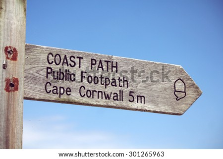 coast path public footpath signs at Cornwall, guild to Cape Cornwall
