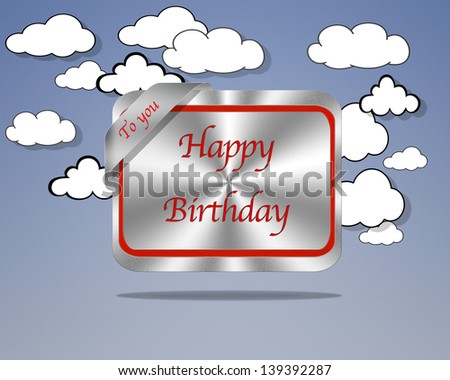 Aluminum frame illustration with Happy Birthday signal on white background.