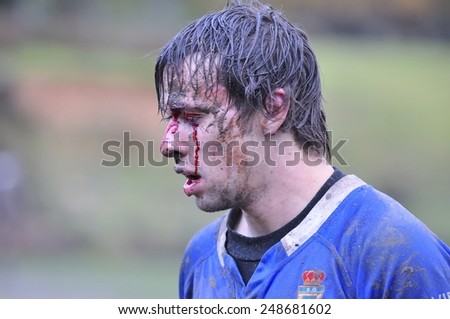 OVIEDO, SPAIN - JANUARY 31: Amateur Rugby match between the Real Oviedo Rugby team vs Crat A Coruna Rugby in January 31, 2015 in Oviedo, Spain. Match played at Oviedo.