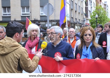 GIJON, SPAIN - MAY 1: Manifestation summoned by the UGT and CCOO labor unions to celebrate Labor Day in May 1, 2015 in Gijon.