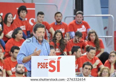 GIJON, SPAIN - MAY 8: Rally of the Spanish Socialist Workers\' Party (PSOE) in May 8, 2015 in Gijon, Spain. Javier Fernandez, President of the Principality of Asturias and candidate of PSOE.