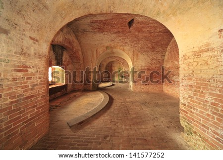 Brick Arches and Walls of Early American Military Fort