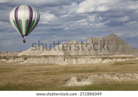 Hot Air Balloon Taking Off in the Badlands South Dakota