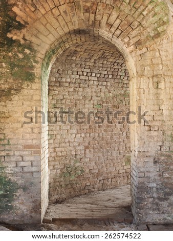 Interior Arched Doorway of Military Fort Built in the 1800s