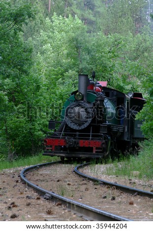 Steam Engine (Train) Coming Around the Bend