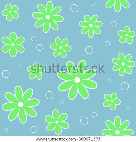 Pattern with orange daisies on light green background