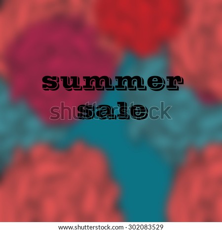 blurred blue and red background with text. minimalistic design. Blurred. Summer sale banner