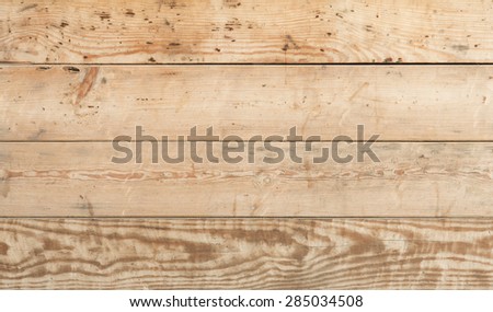 Unusual empty wooden desk of hipster. View from above on business wooden interior office desk rough textured pine planks