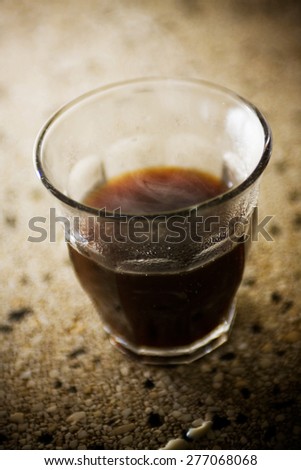Cup of coffee on a vintage kitchen counter