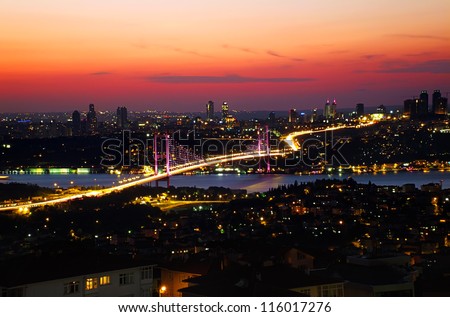 Bosphorus bridge, night view